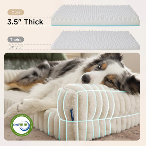 Bedsure Orthopedic Dog Beds, Waterproof Memory Foam Pet Bed with Sides, Non-Slip Bottom and Egg-Crate Foam Pet Couch Sofa with Washable Removable Corduroy Cover