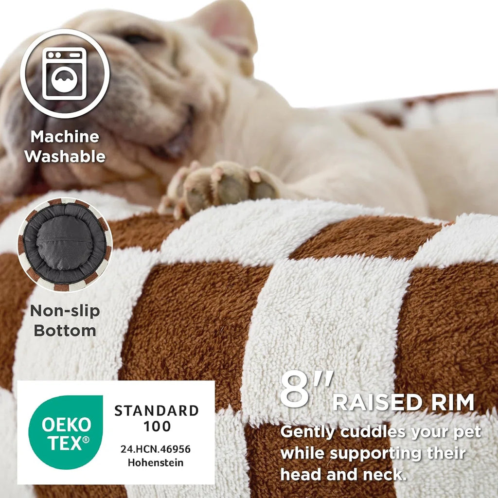 Lesure Donut Dog Bed - Round Cat Beds for Indoor Anti-Anxiety Calming Pet Beds, Washable Cute Modern Beds with Plush & Anti Slip Bottom