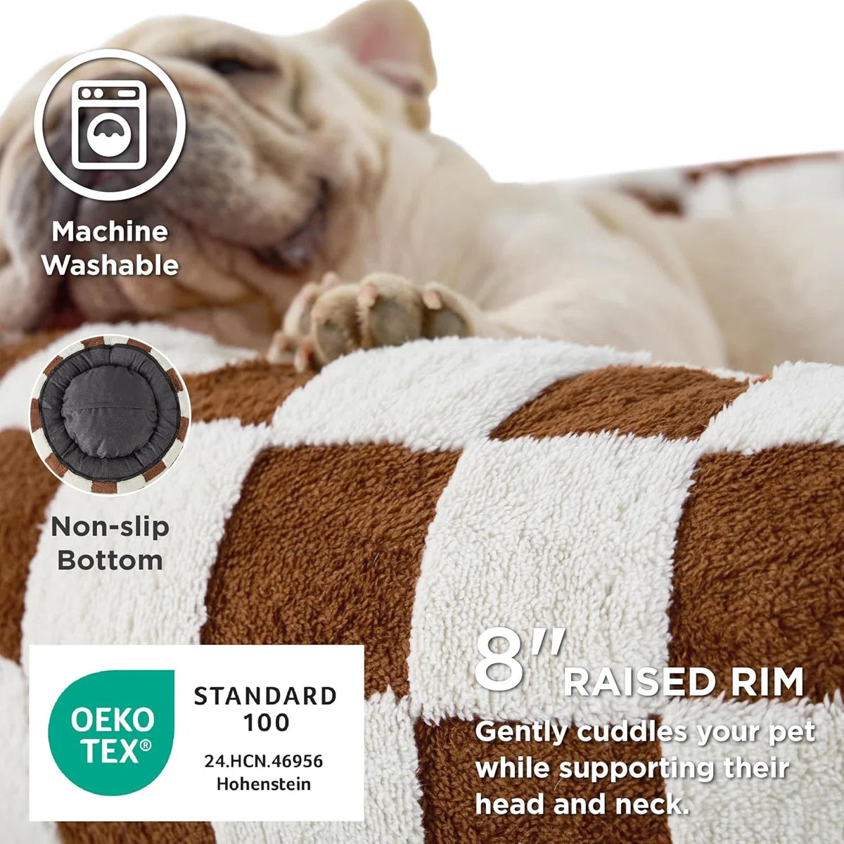 Lesure Donut Dog Bed - Round Cat Beds for Indoor Anti-Anxiety Calming Pet Beds, Washable Cute Modern Beds with Plush & Anti Slip Bottom