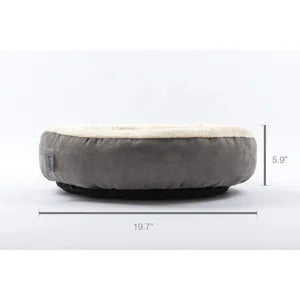 Round Donut Cat And Dog Cushion Bed, 20In Bed For Cats Or Small Dogs, Anti-Slip & Water-Resistant Bottom, Super Soft Durable Fabric Pet Beds, Washable Luxury Cat & Dog Bed Gray