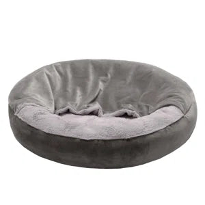 Velvet Wave Fur Hooded Donut Dog Bed