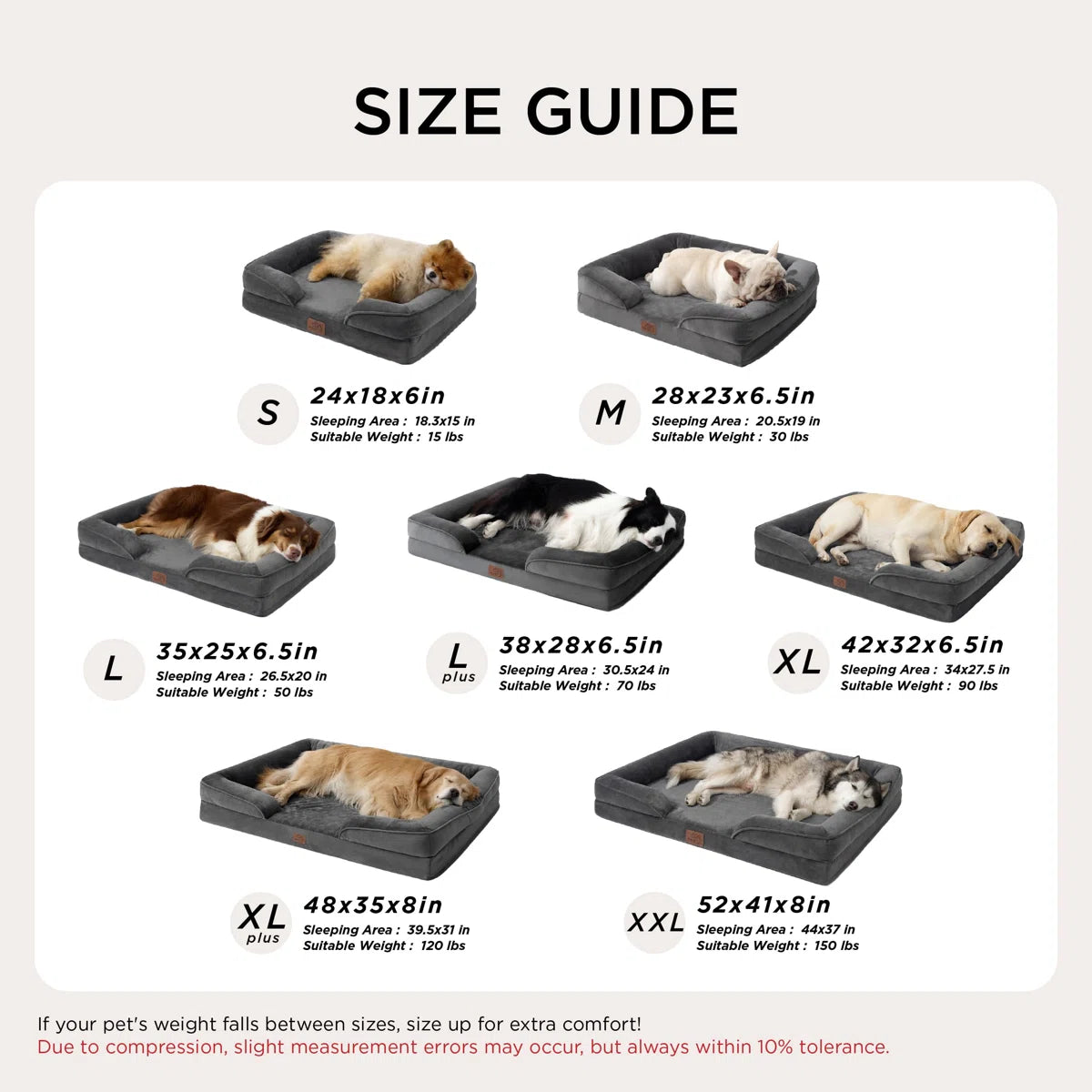 Bedsure Waterproof Orthopedic Dog Beds With Washable Removable Cover, Supportive Foam