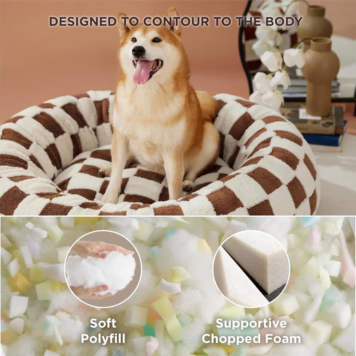 Lesure Donut Dog Bed - Round Cat Beds for Indoor Anti-Anxiety Calming Pet Beds, Washable Cute Modern Beds with Plush & Anti Slip Bottom