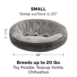 Velvet Wave Fur Hooded Donut Dog Bed
