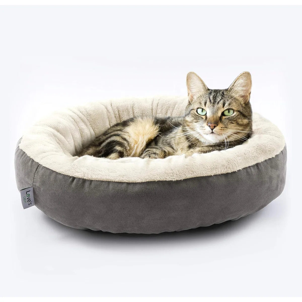 Round Donut Cat And Dog Cushion Bed, 20In Bed For Cats Or Small Dogs, Anti-Slip & Water-Resistant Bottom, Super Soft Durable Fabric Pet Beds, Washable Luxury Cat & Dog Bed Gray