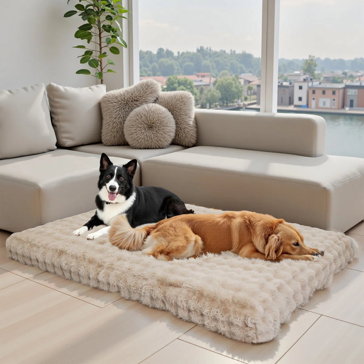 6 Sizes Ultra Plush Pet Dog Bed, Fluffy Anti Anxiety Dog Cage Bed Mattress With Non-slip Bottom, Removable Waterproof Cover, Machine Washable
