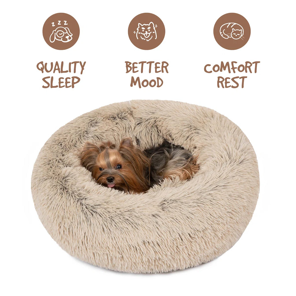 Coco Faux Fur Self Warming Indoor Round Donut Cuddler