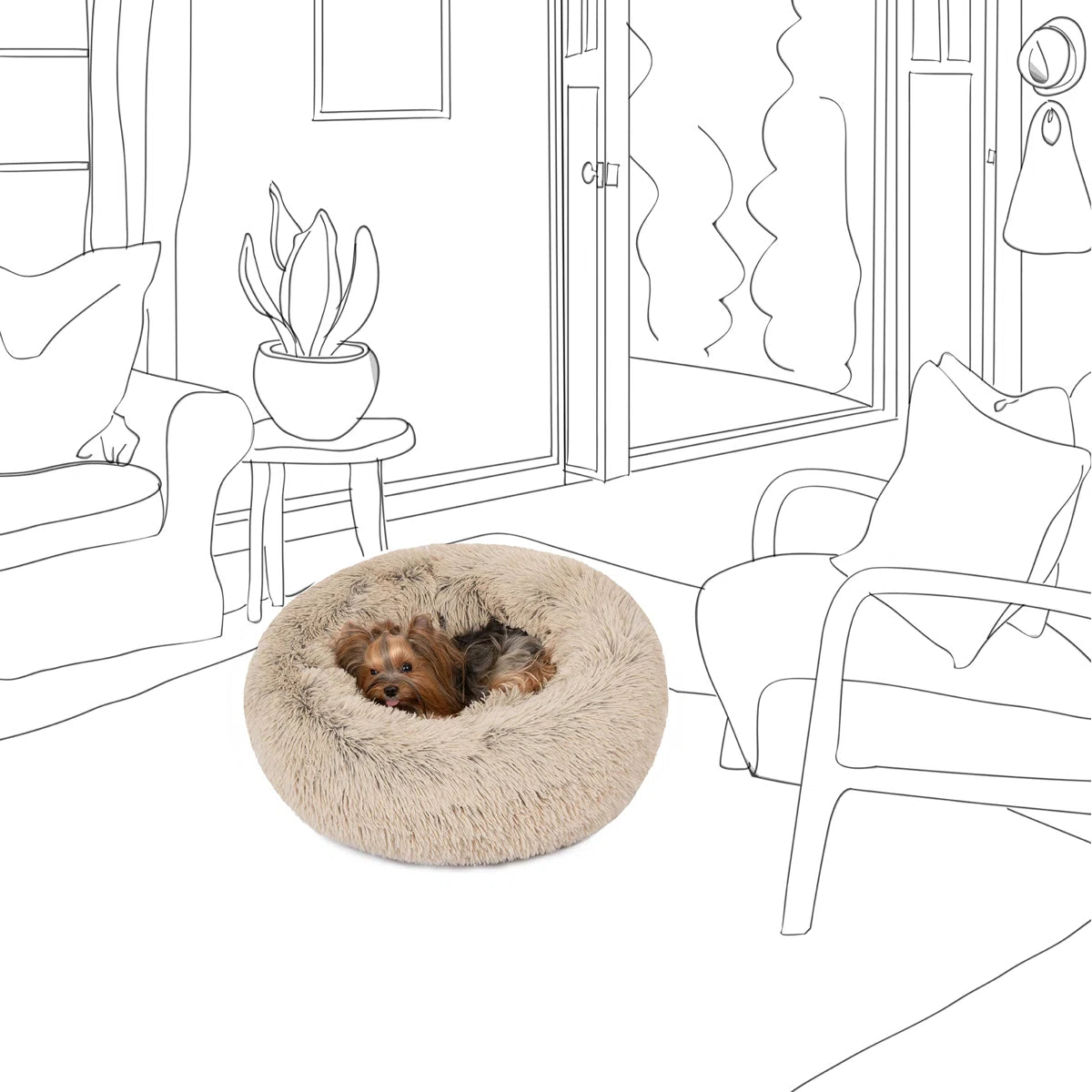 Coco Faux Fur Self Warming Indoor Round Donut Cuddler
